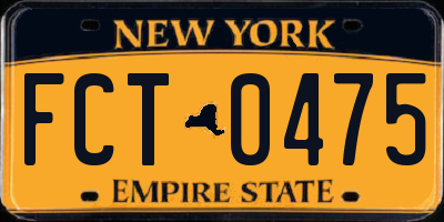 NY license plate FCT0475