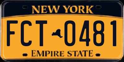 NY license plate FCT0481
