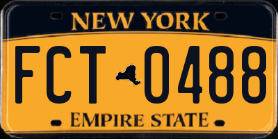 NY license plate FCT0488