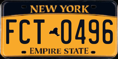 NY license plate FCT0496