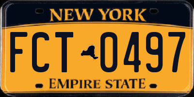 NY license plate FCT0497