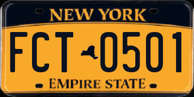 NY license plate FCT0501