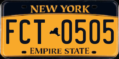 NY license plate FCT0505