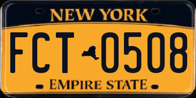 NY license plate FCT0508