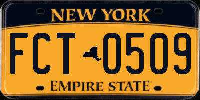 NY license plate FCT0509