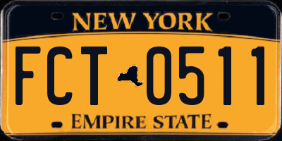 NY license plate FCT0511
