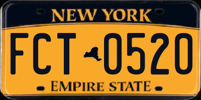 NY license plate FCT0520