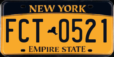NY license plate FCT0521