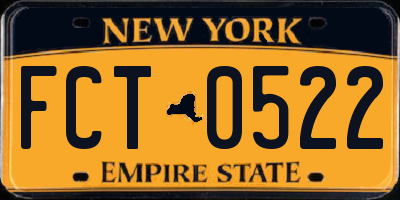 NY license plate FCT0522