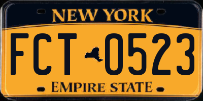 NY license plate FCT0523