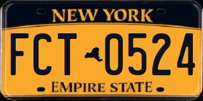 NY license plate FCT0524