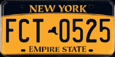 NY license plate FCT0525