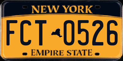 NY license plate FCT0526