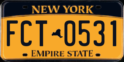 NY license plate FCT0531