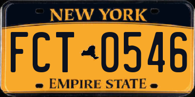 NY license plate FCT0546