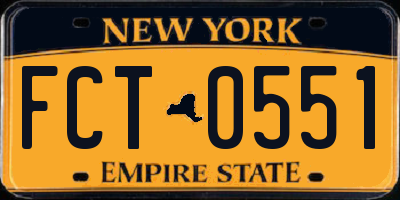 NY license plate FCT0551