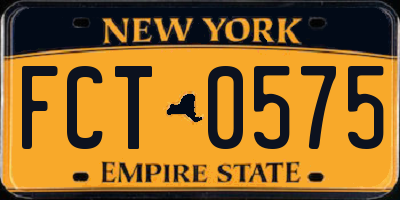 NY license plate FCT0575