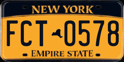 NY license plate FCT0578