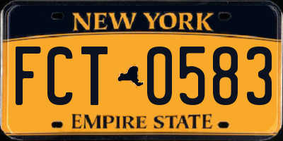 NY license plate FCT0583