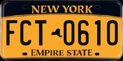 NY license plate FCT0610