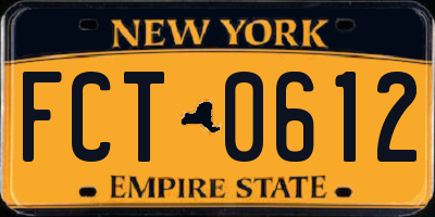 NY license plate FCT0612