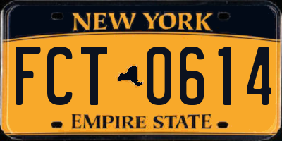NY license plate FCT0614