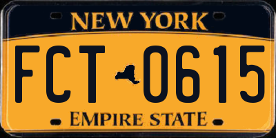 NY license plate FCT0615