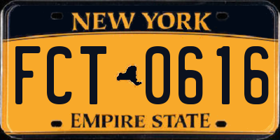 NY license plate FCT0616