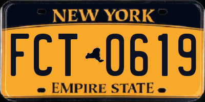 NY license plate FCT0619