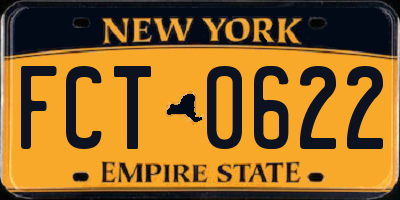 NY license plate FCT0622