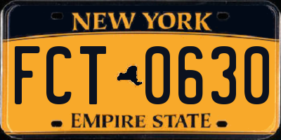 NY license plate FCT0630