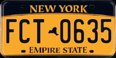 NY license plate FCT0635