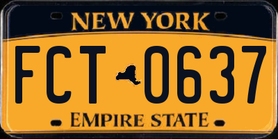NY license plate FCT0637
