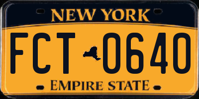 NY license plate FCT0640