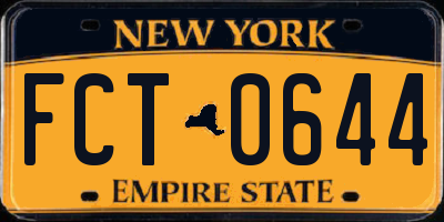 NY license plate FCT0644