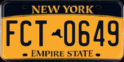 NY license plate FCT0649