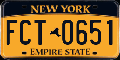 NY license plate FCT0651