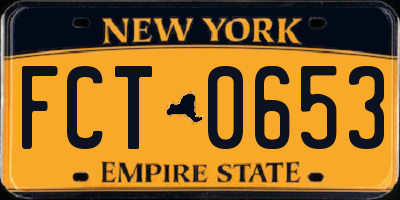 NY license plate FCT0653