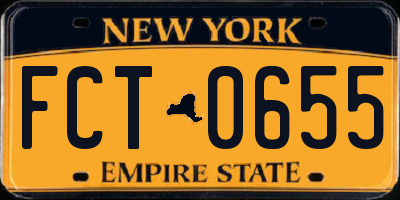 NY license plate FCT0655