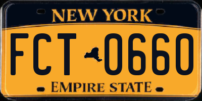 NY license plate FCT0660