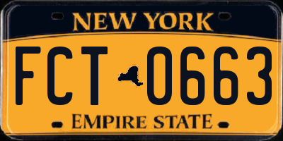 NY license plate FCT0663
