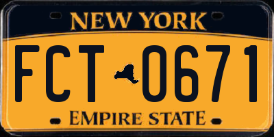 NY license plate FCT0671