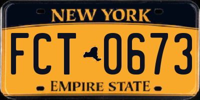 NY license plate FCT0673