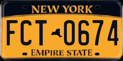 NY license plate FCT0674