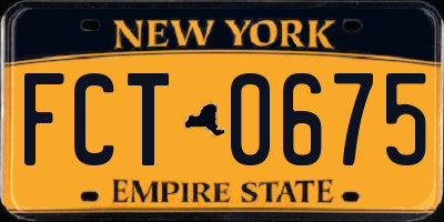NY license plate FCT0675