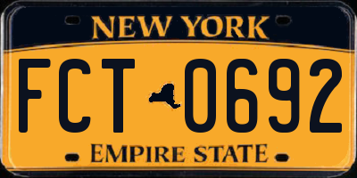 NY license plate FCT0692