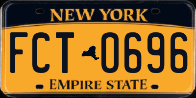 NY license plate FCT0696