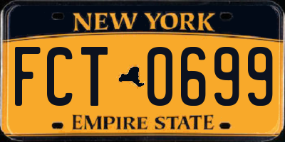 NY license plate FCT0699