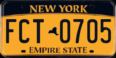 NY license plate FCT0705