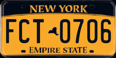 NY license plate FCT0706